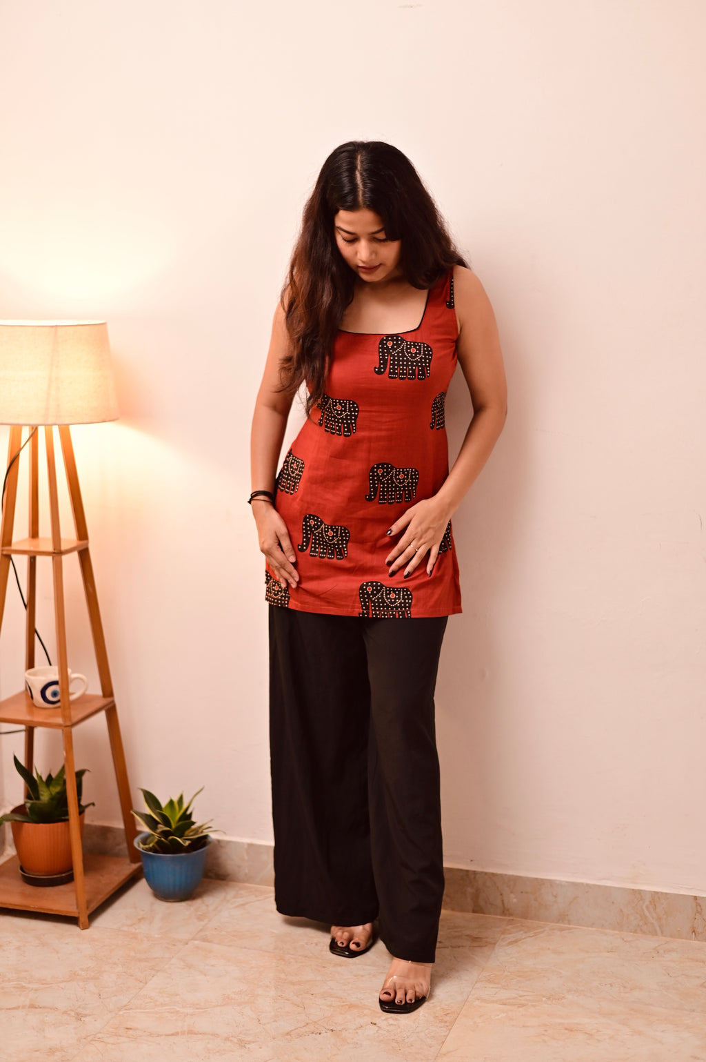 Rusty Elephant Block Print Short Kurti