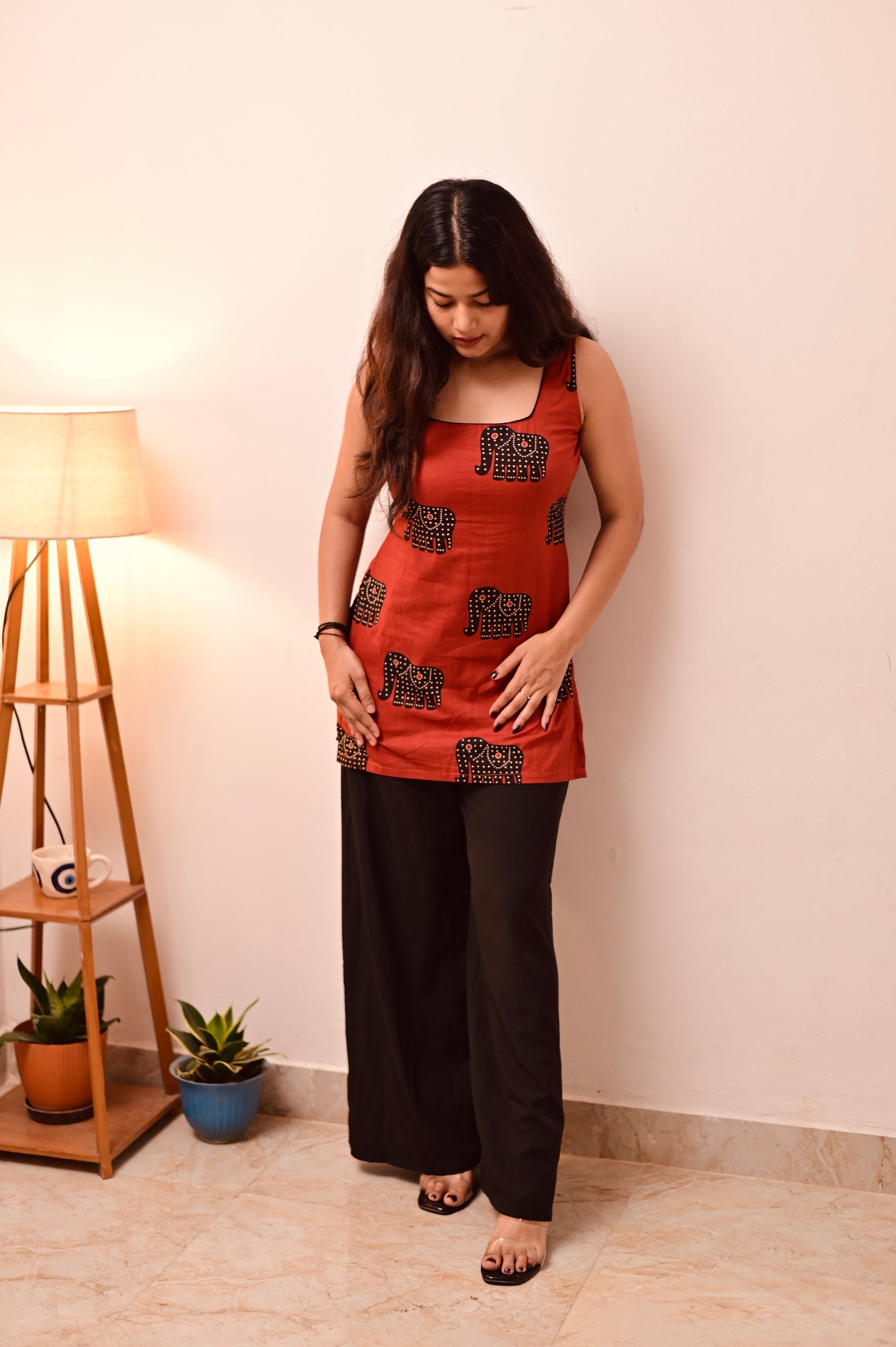Rusty Elephant Block Print Short Kurti