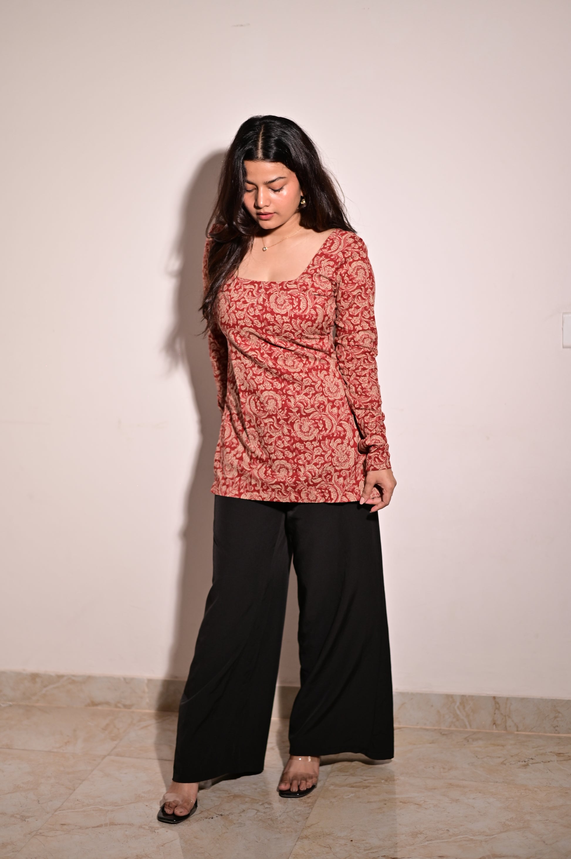 Full sleves red short Kurti