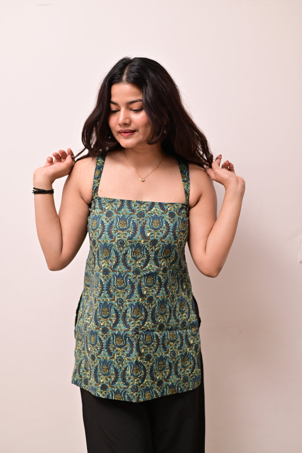 Peacock green short kurti