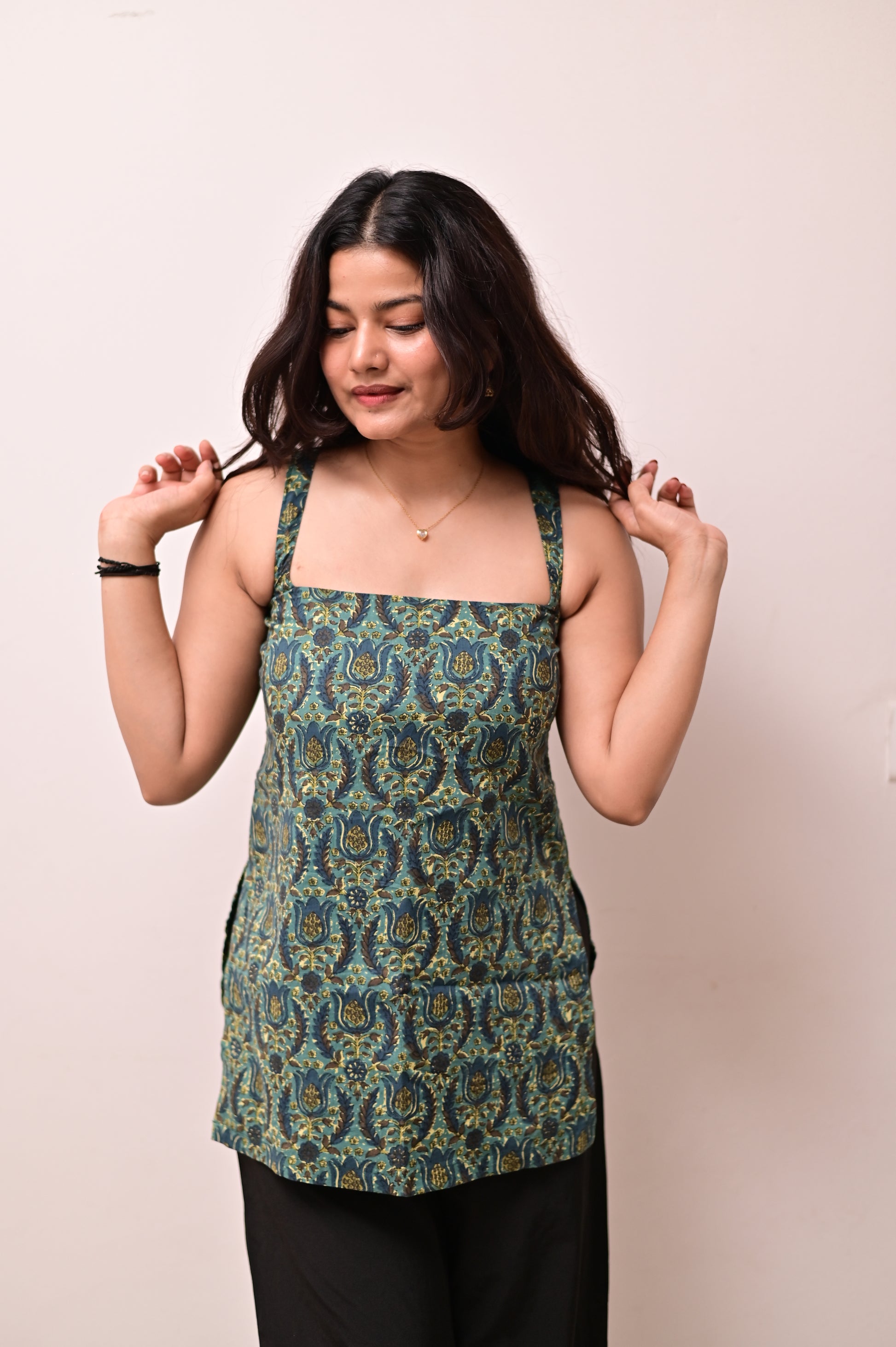Peacock green short kurti