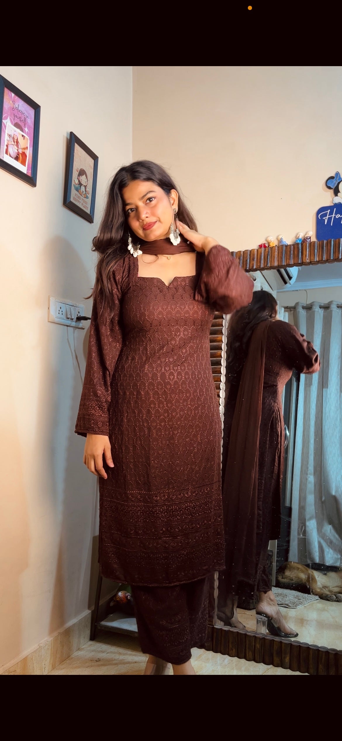 Coffee colour Full chicken work set