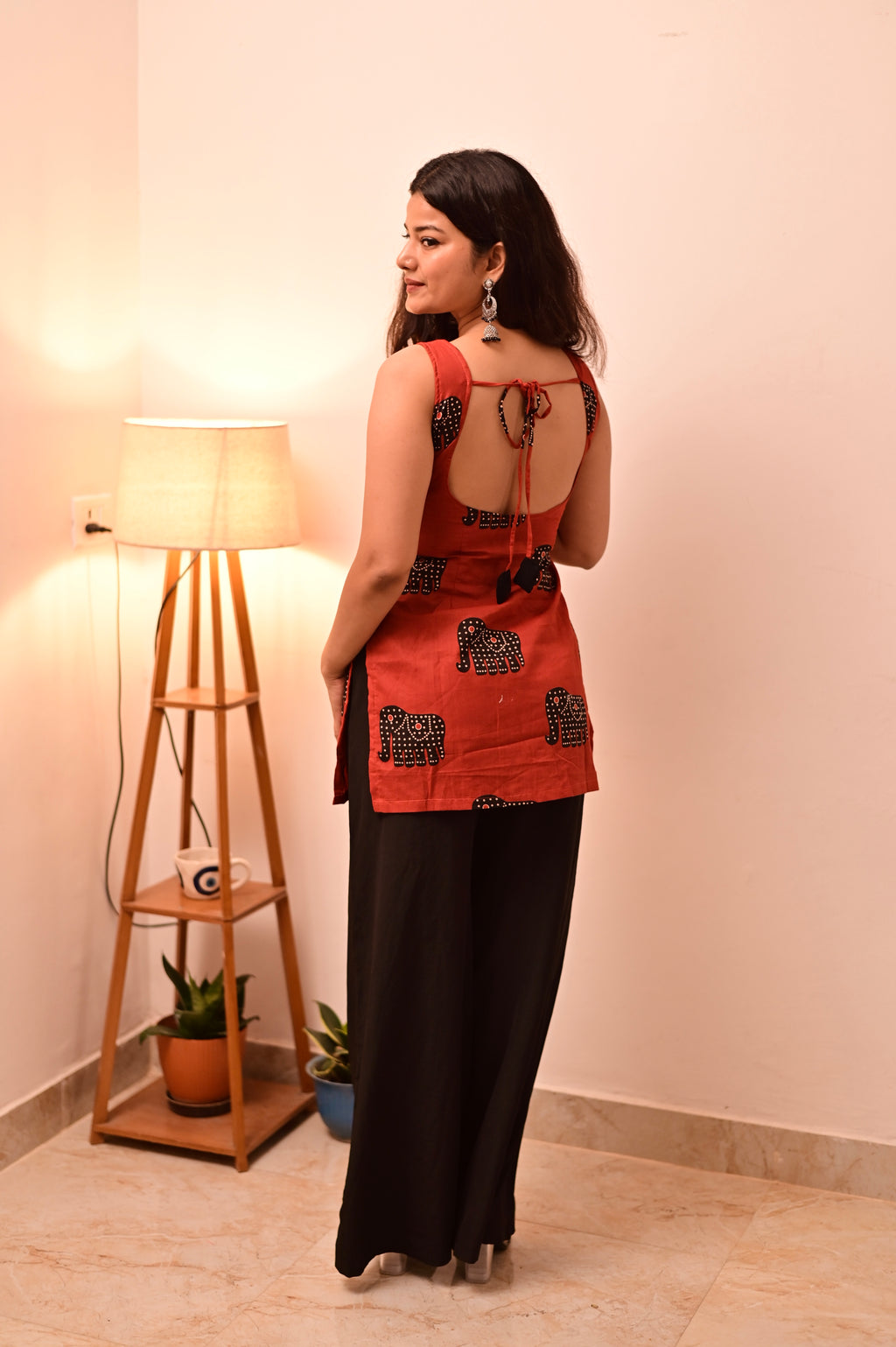Rusty Elephant Block Print Short Kurti