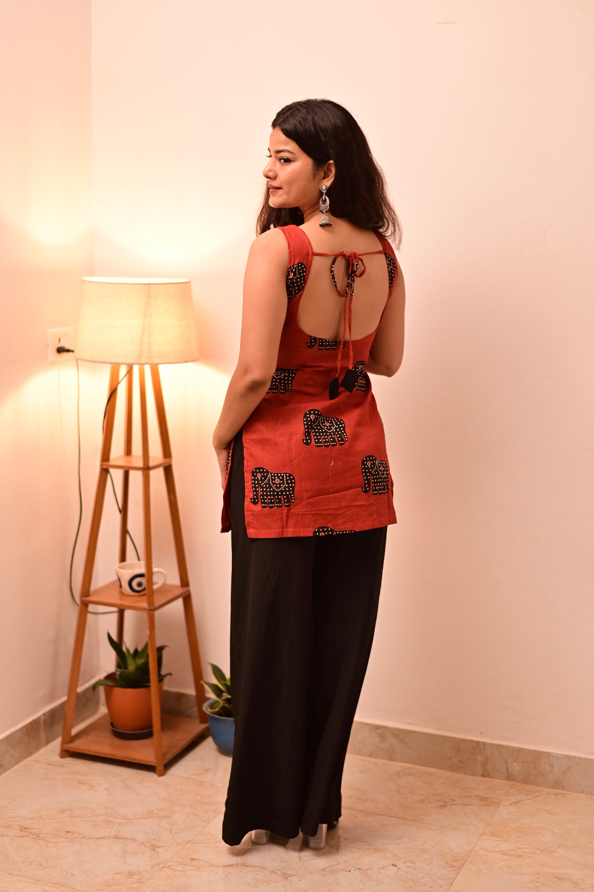 Rusty Elephant Block Print Short Kurti