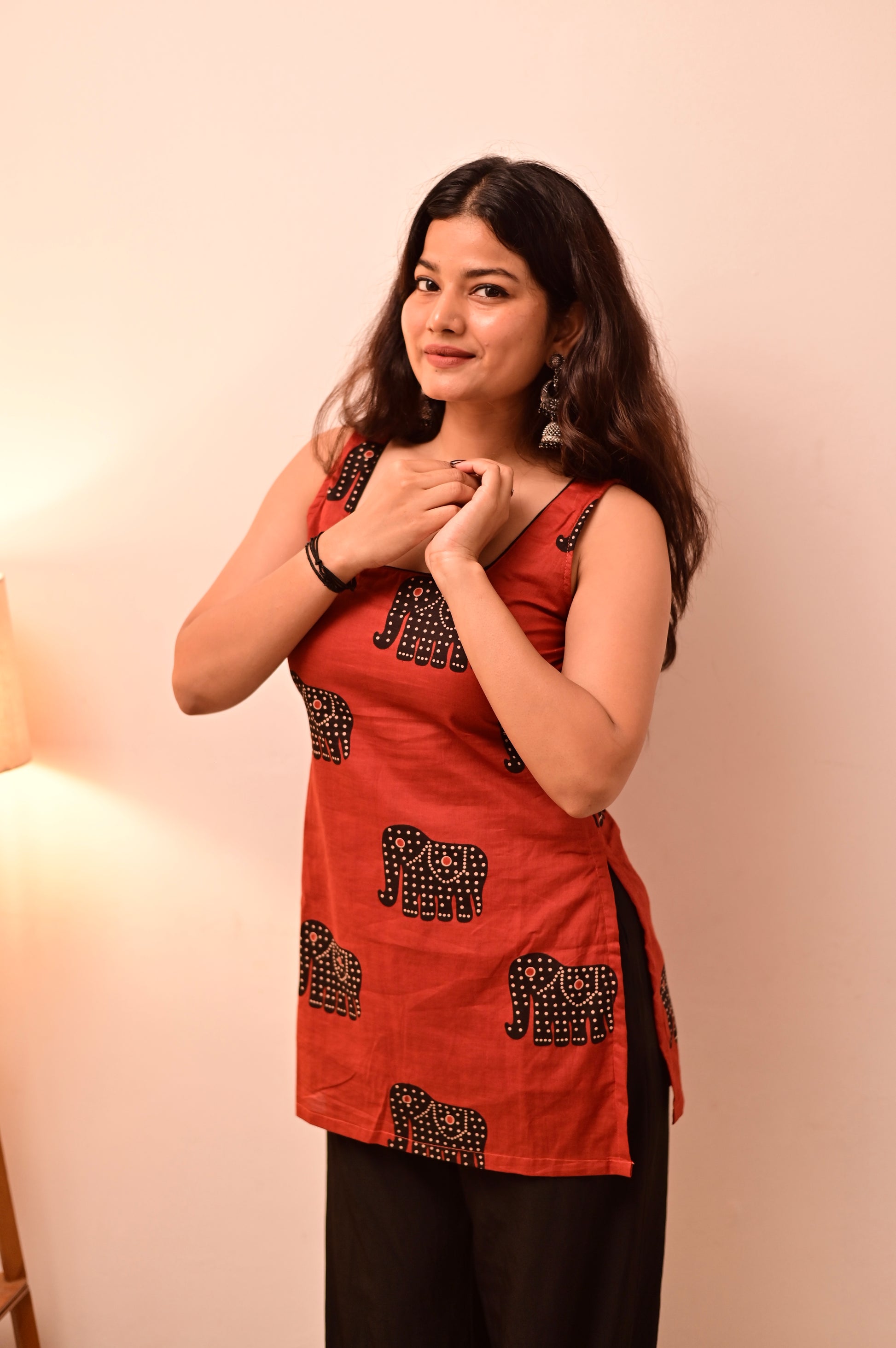 Rusty Elephant Block Print Short Kurti