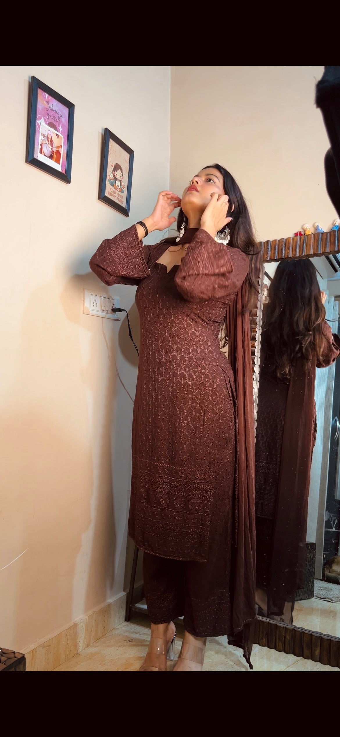 Coffee colour Full chicken work set