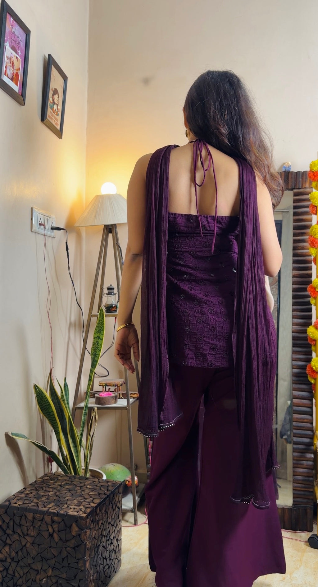 Violet halter neck set