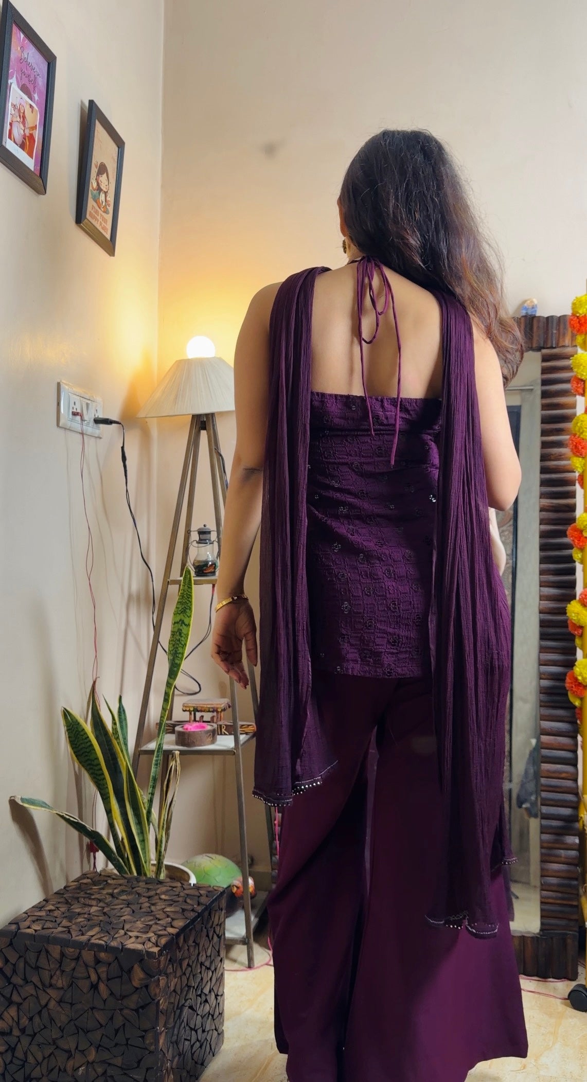 Violet halter neck set