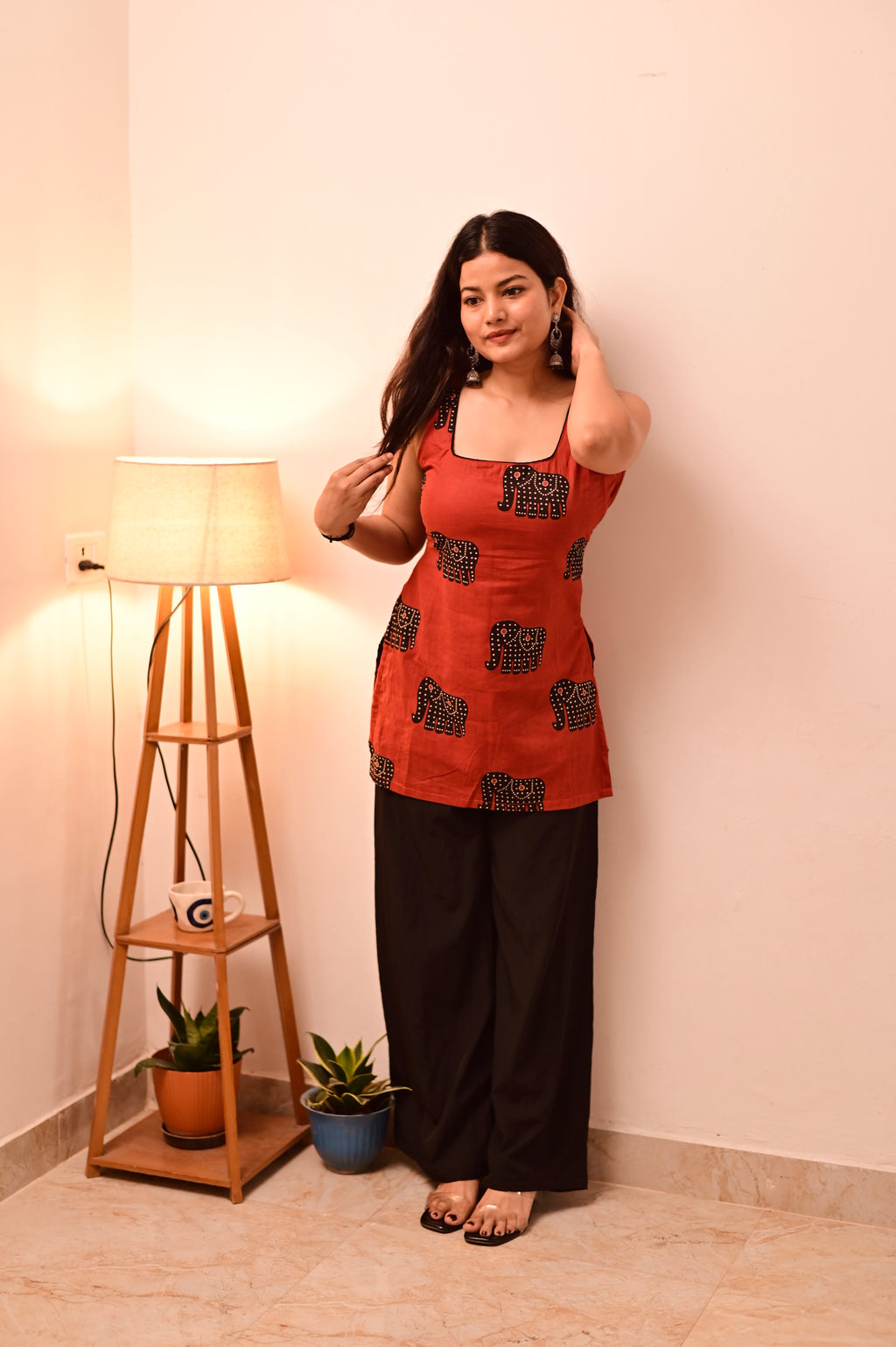 Rusty Elephant Block Print Short Kurti