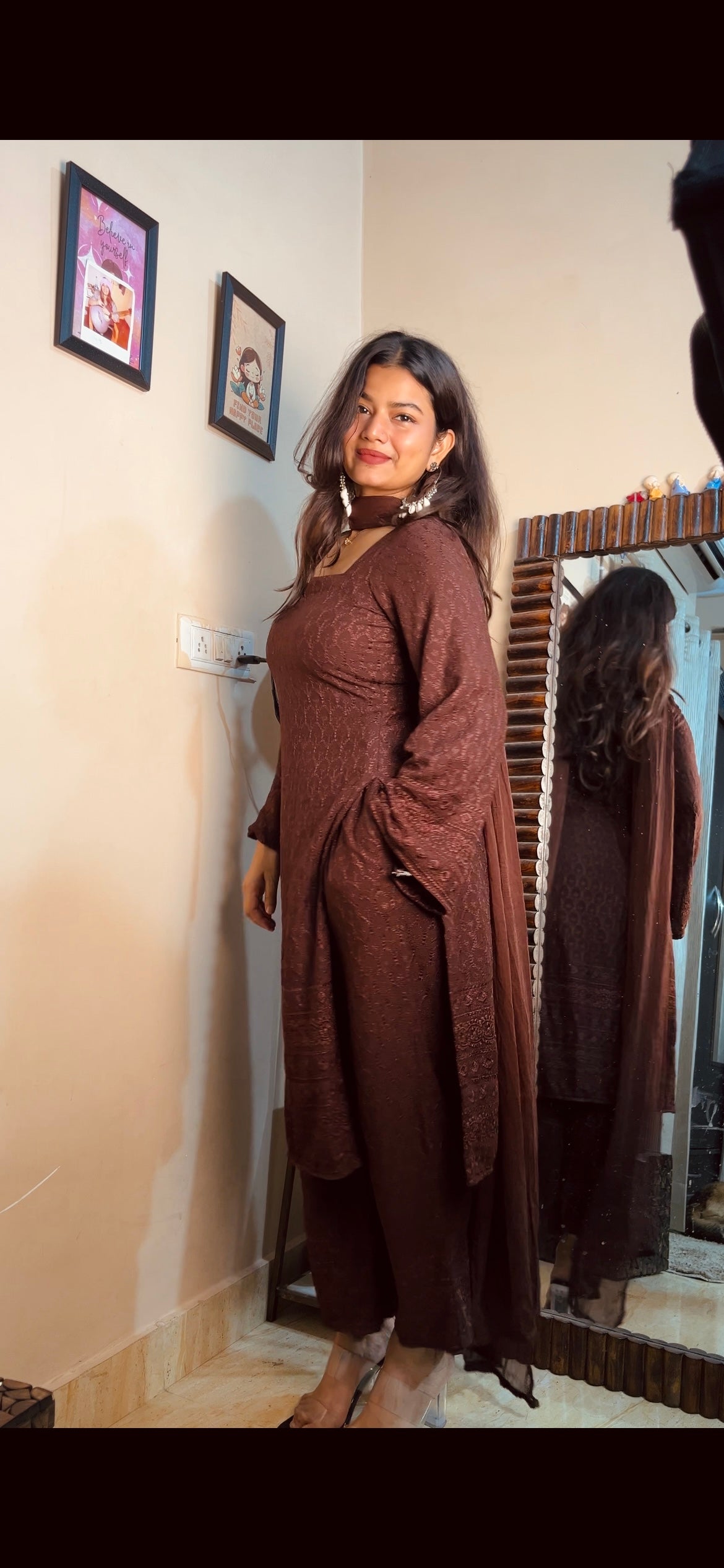 Coffee colour Full chicken work set