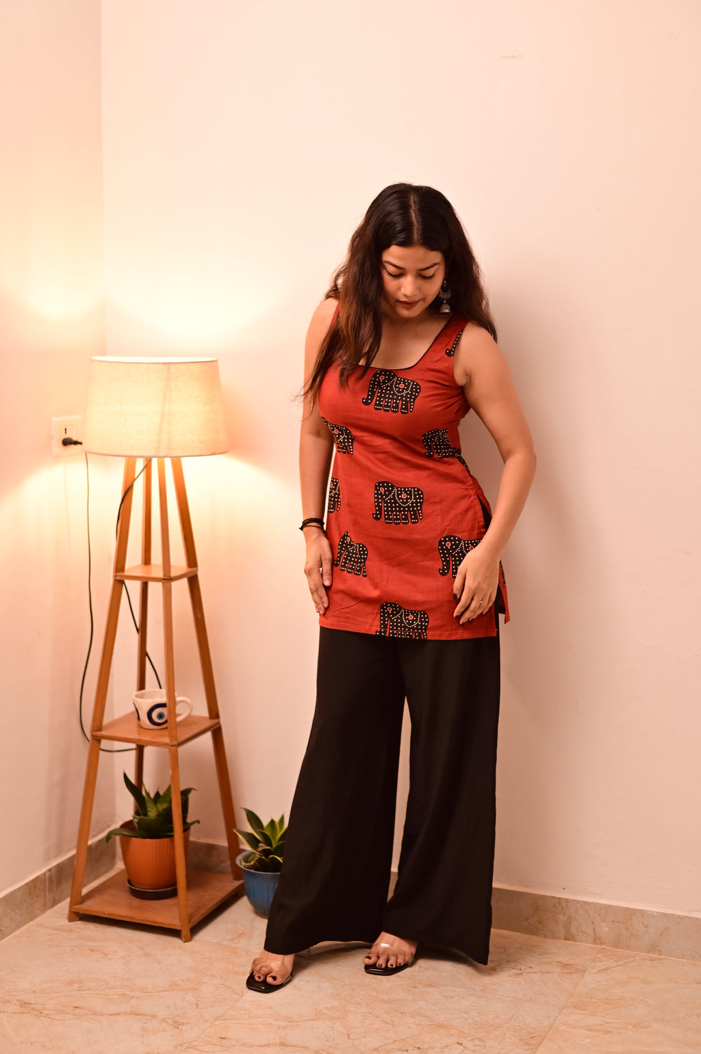 Rusty Elephant Block Print Short Kurti
