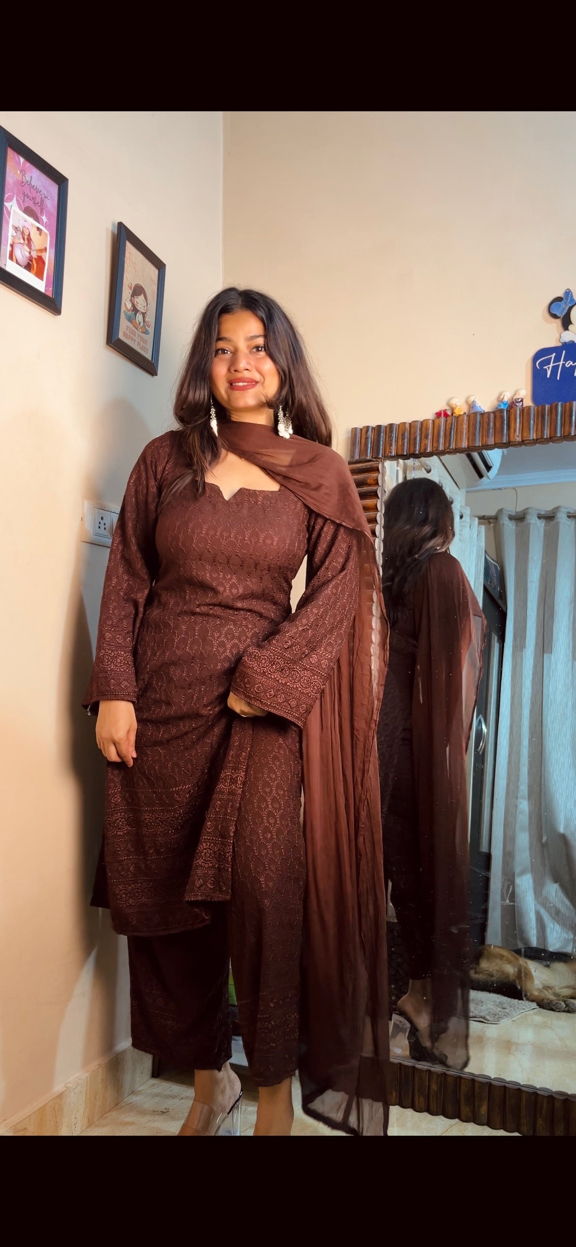 Coffee colour Full chicken work set