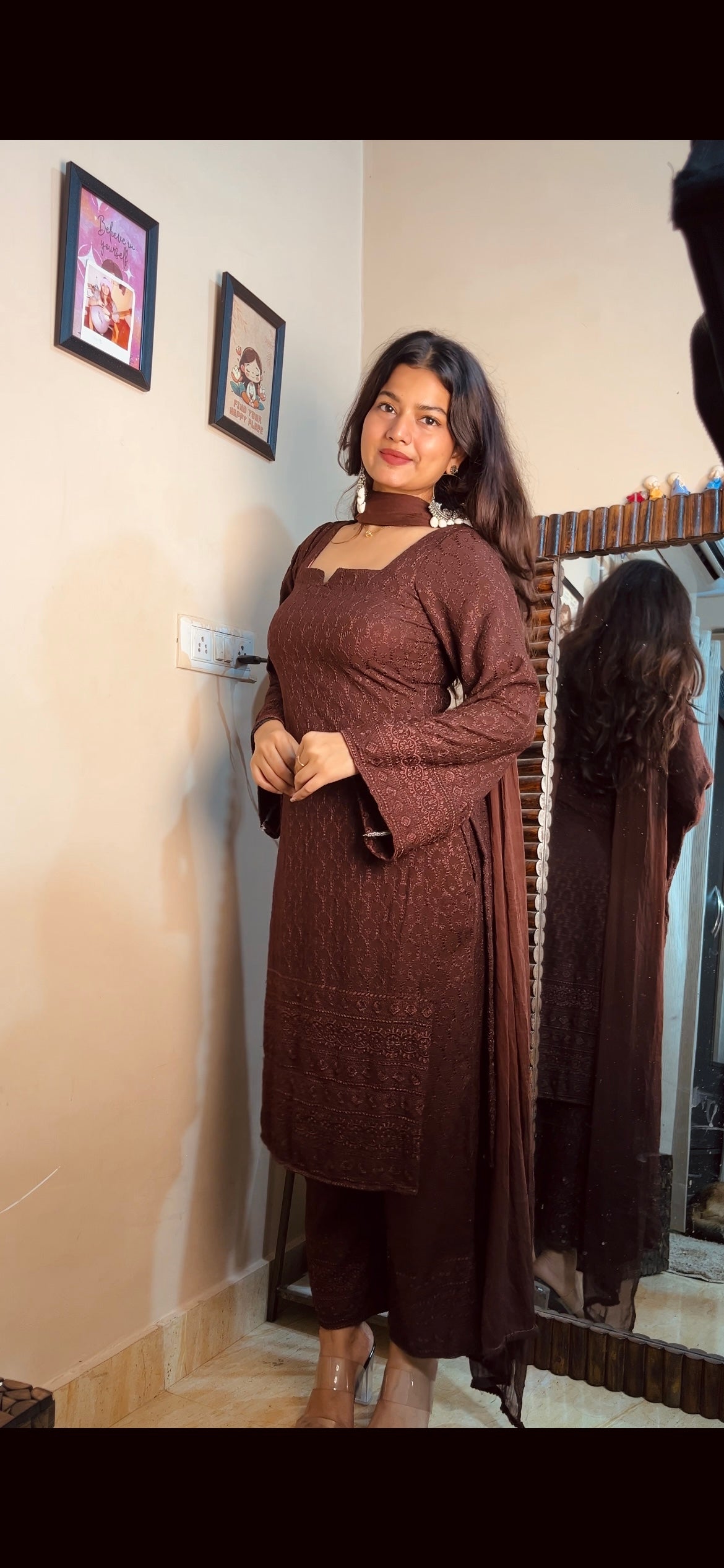 Coffee colour Full chicken work set