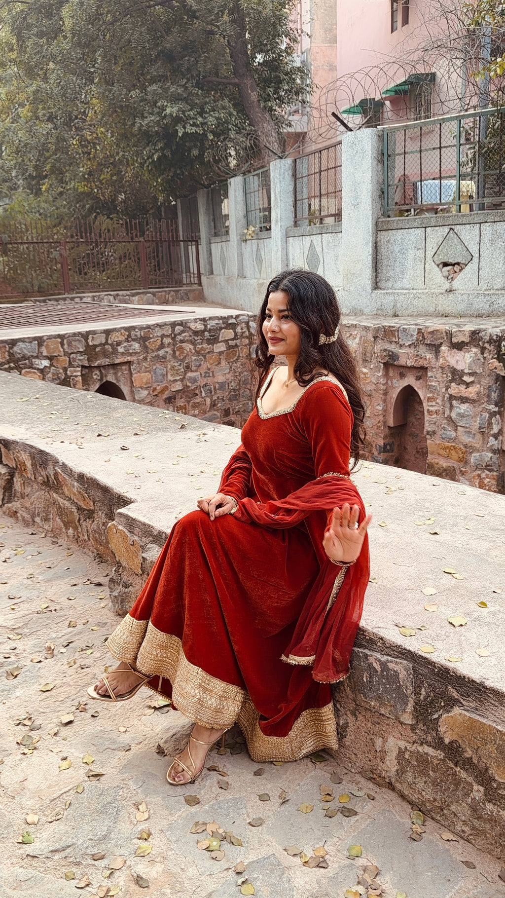 Rusty Anarkali set