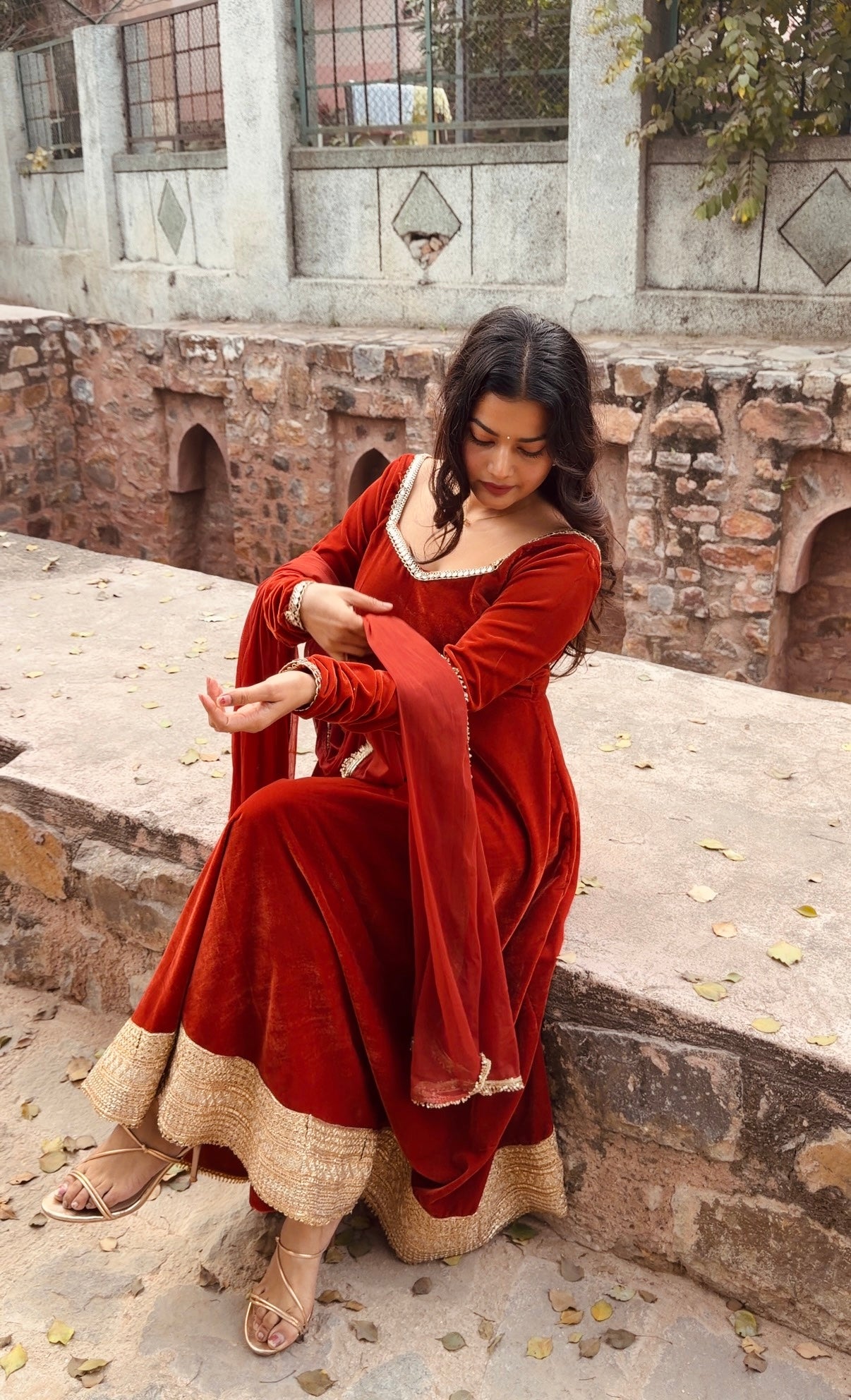 Rusty Anarkali set