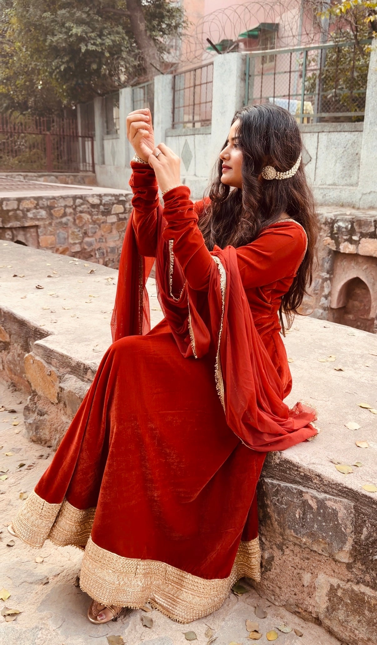 Rusty Anarkali set