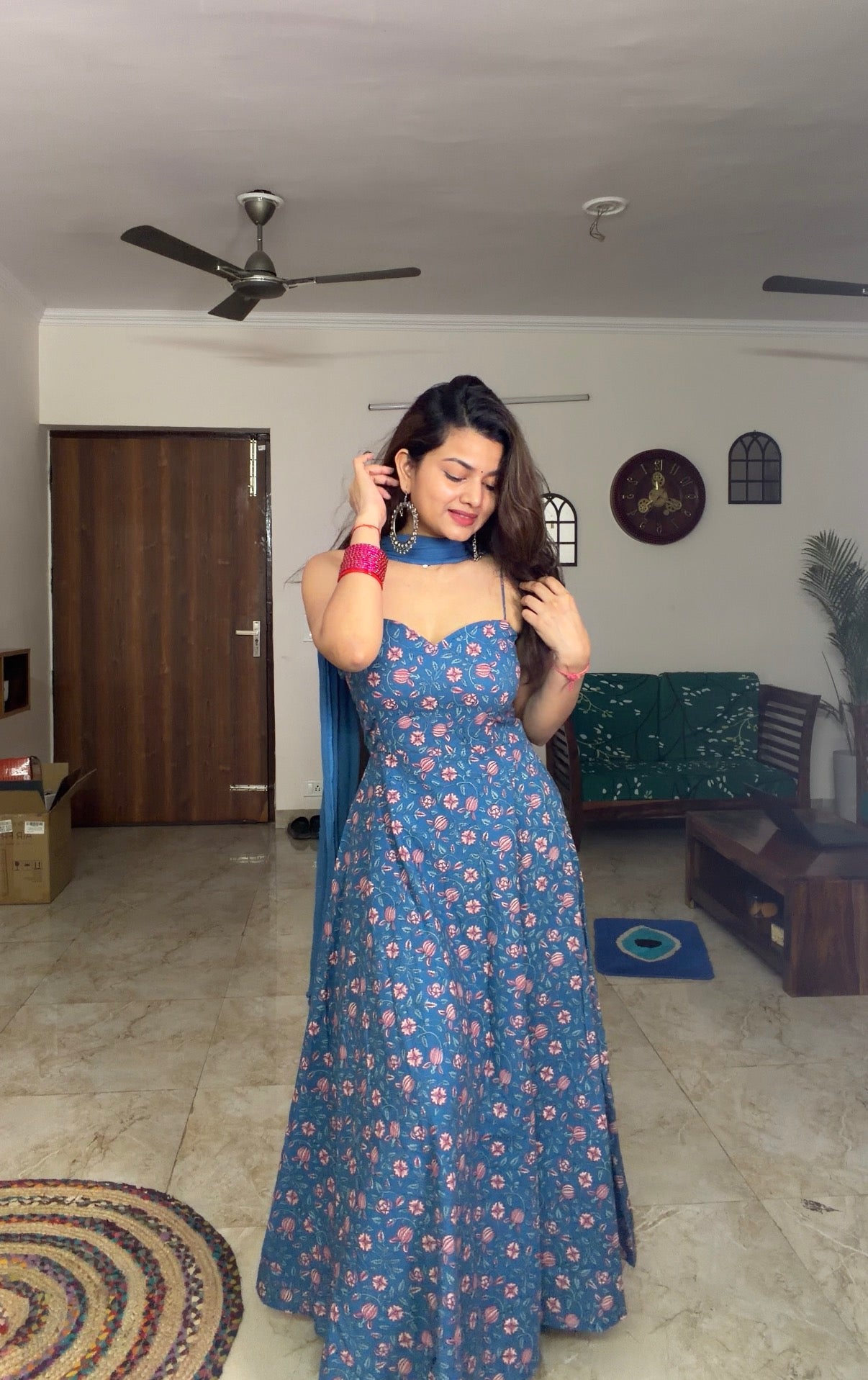 Teal Blue Anarkali Set
