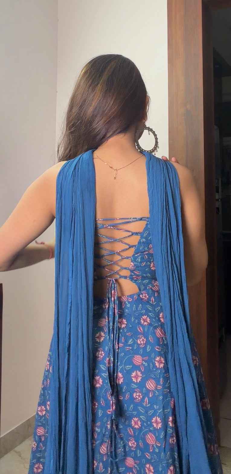 Teal Blue Anarkali Set