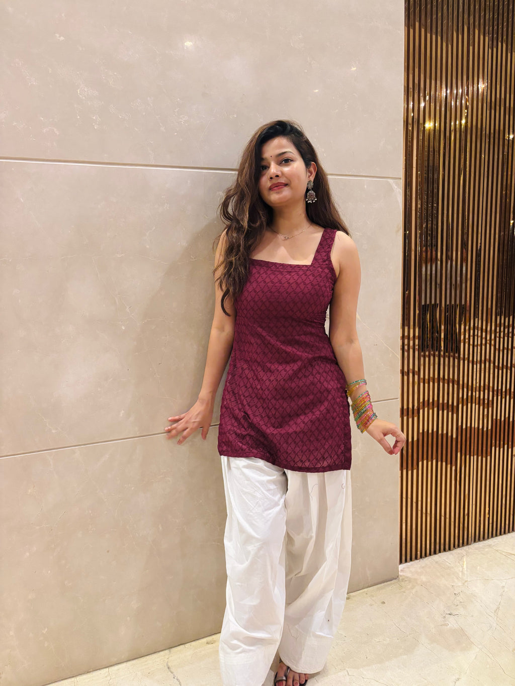 Wine White Farshi Suit Set