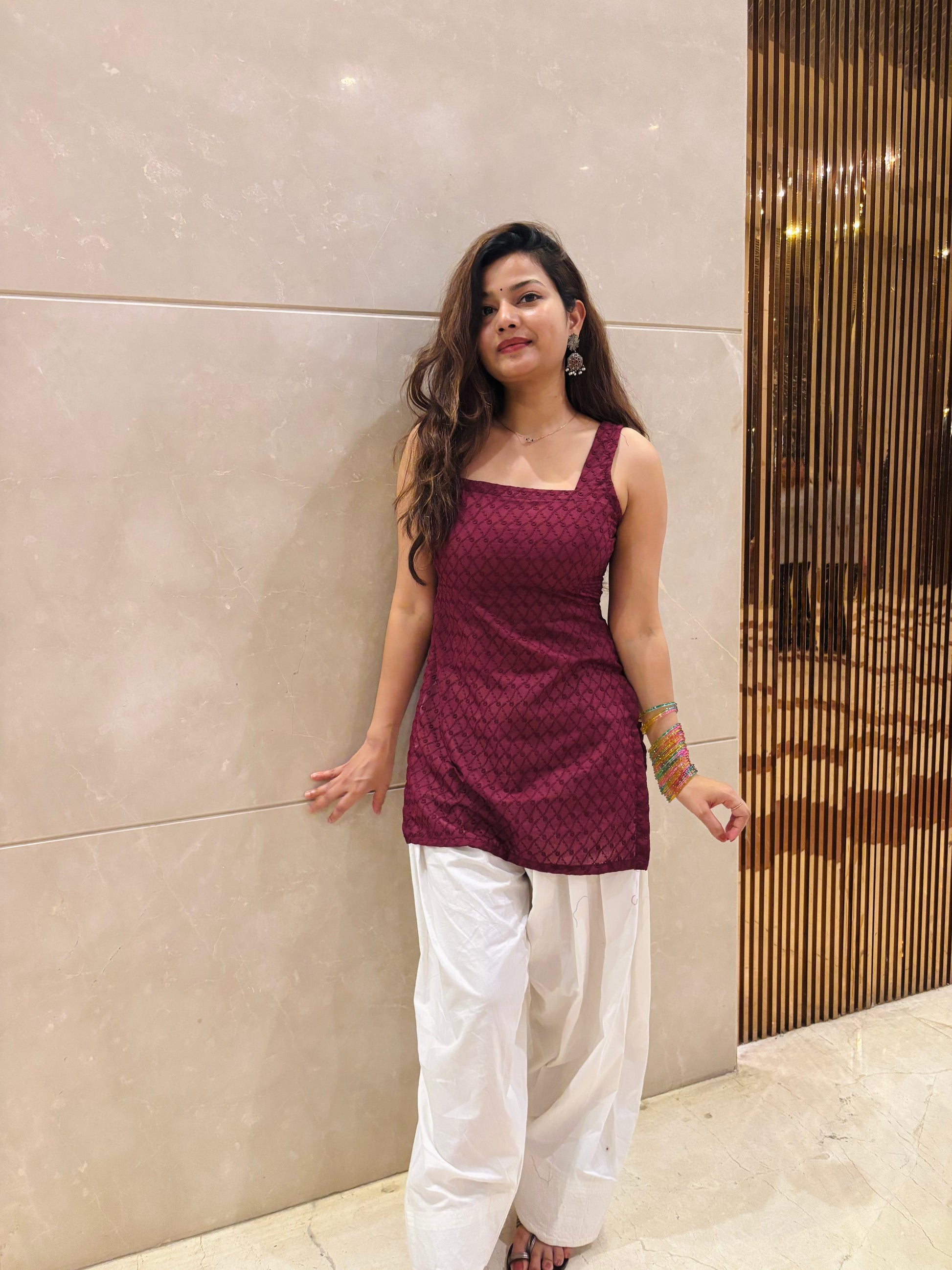 Wine White Farshi Suit Set