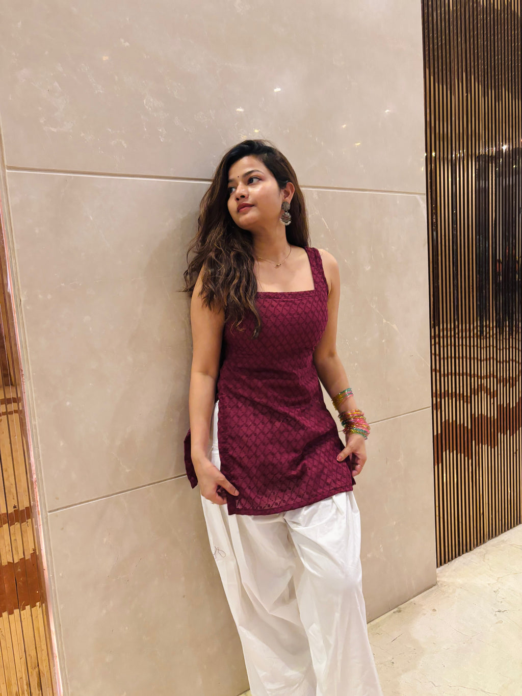 Wine White Farshi Suit Set