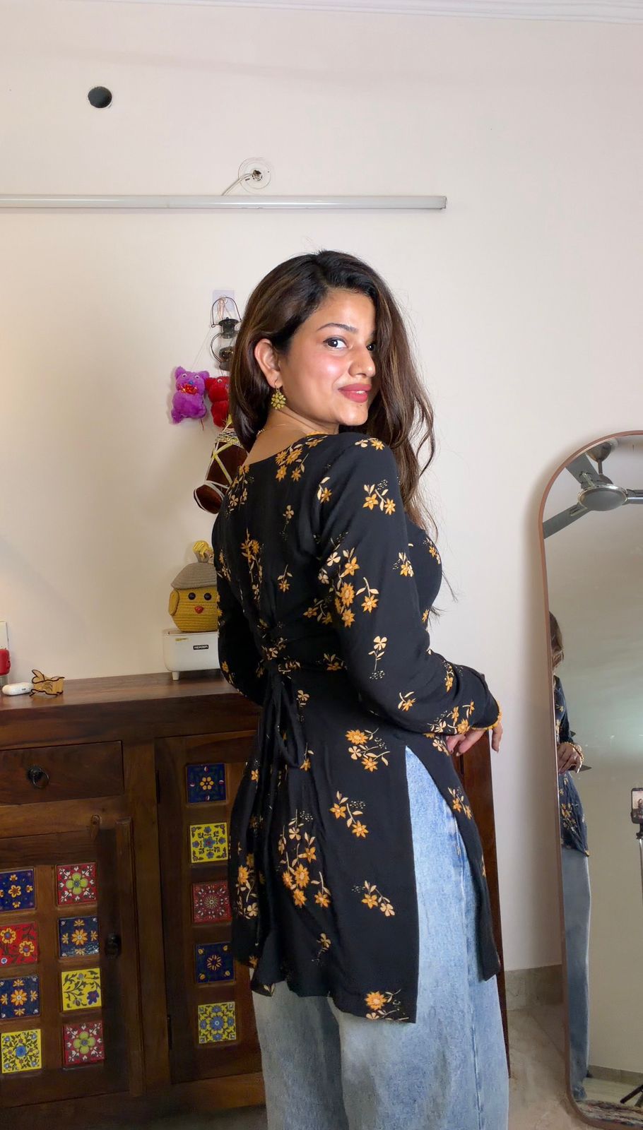 Black Sunflower Short Kurti