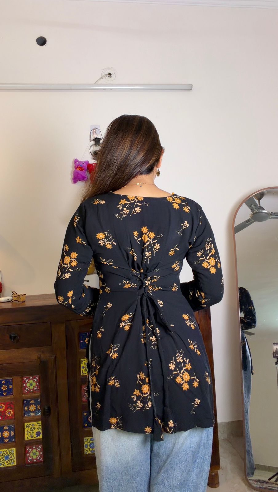 Black Sunflower Short Kurti