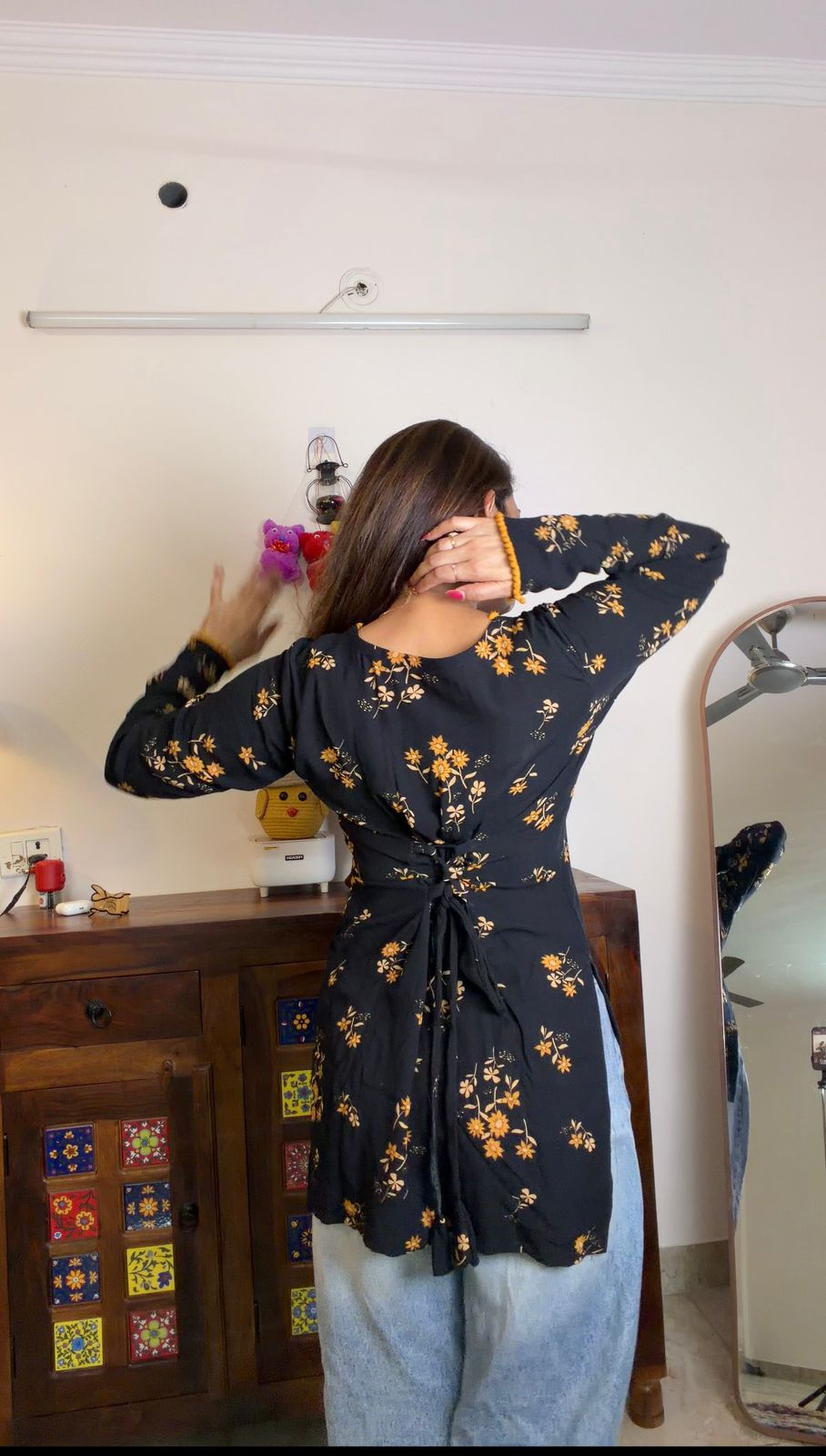 Black Sunflower Short Kurti