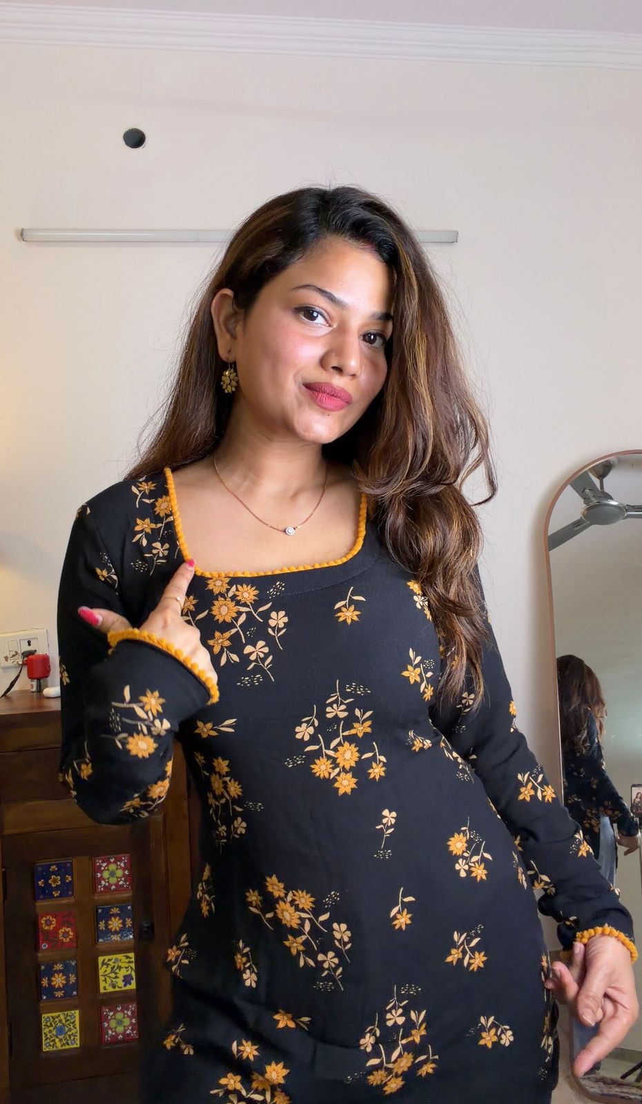 Black Sunflower Short Kurti