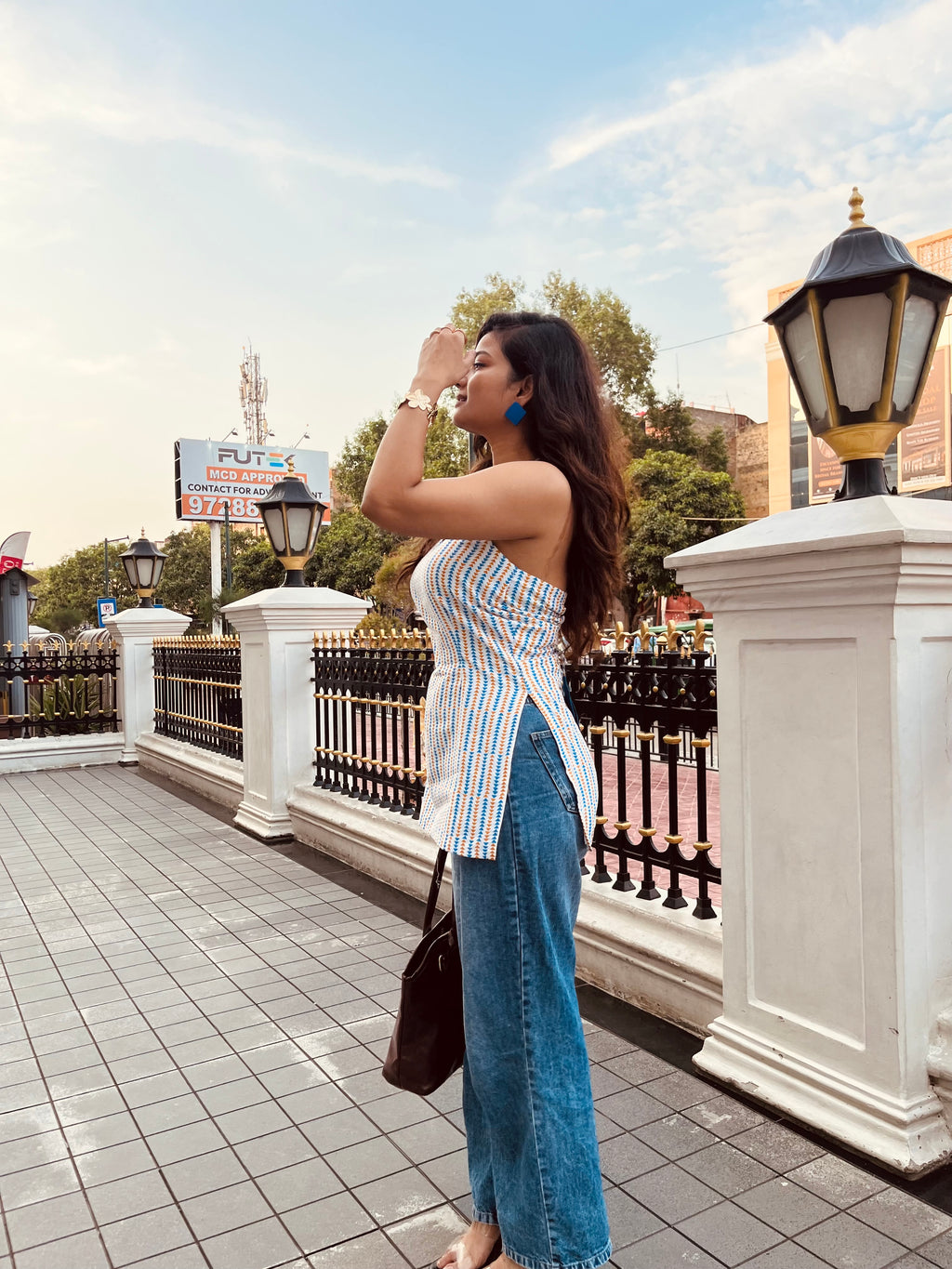White Halter Neck short Kurti