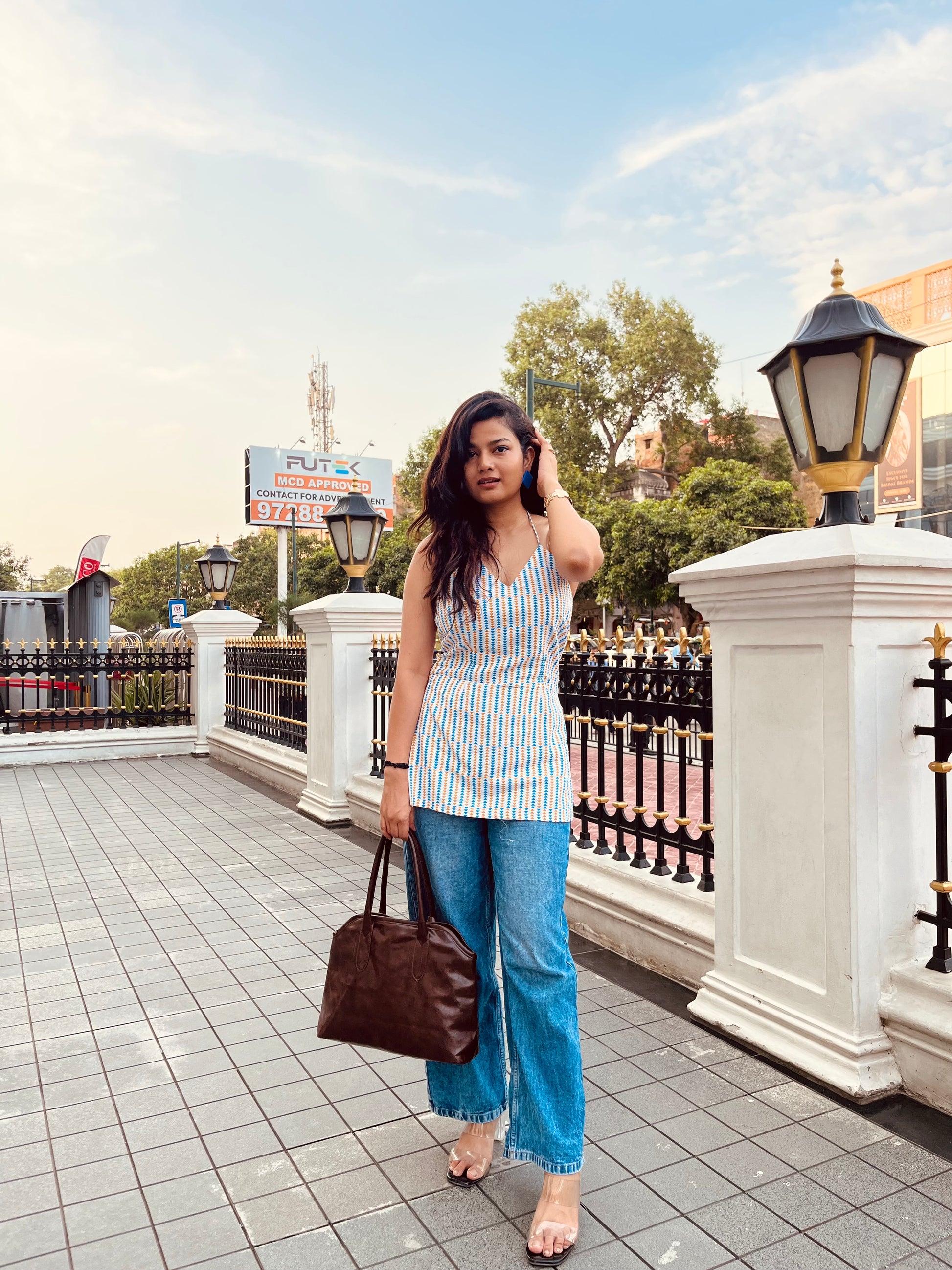 White Halter Neck short Kurti